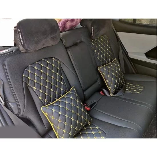 Black and yellow leather deals car seat covers